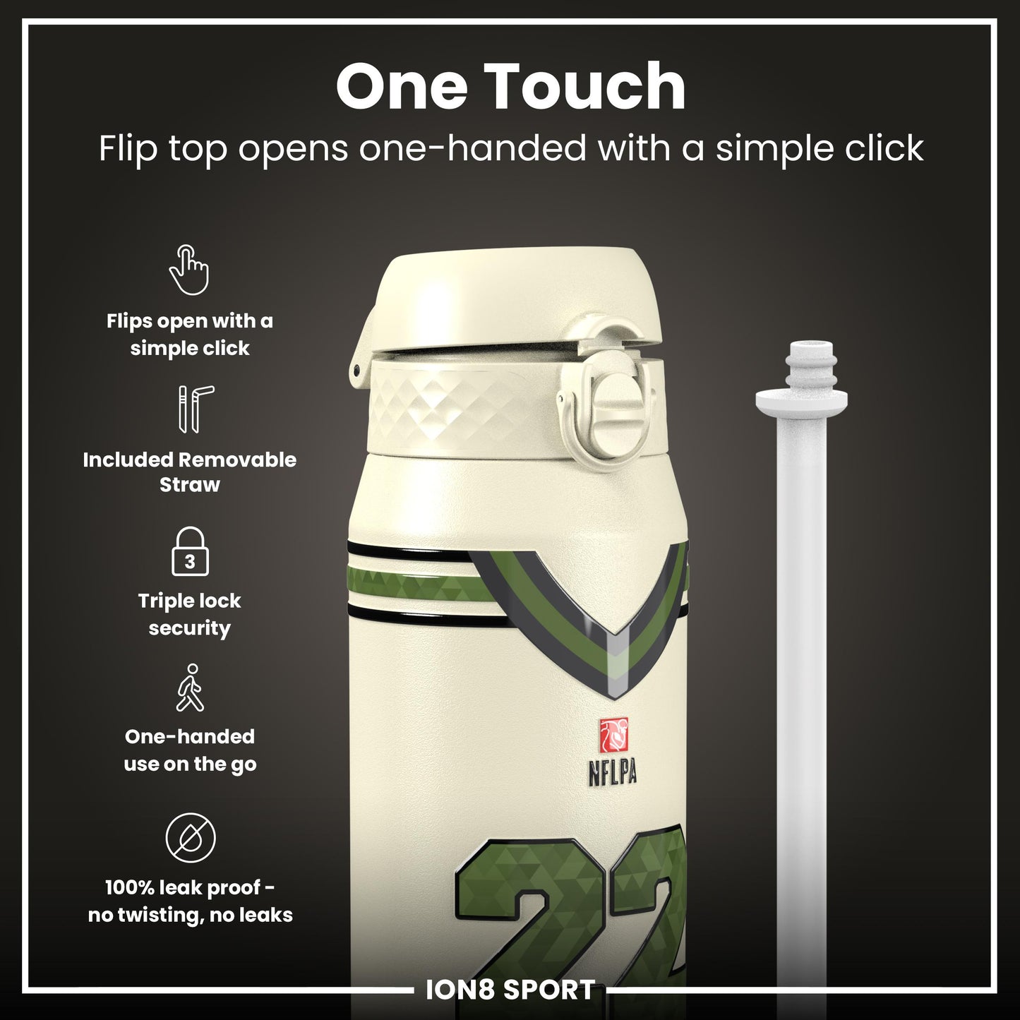 NFL x Ion8 Sports, Insulated Bottle, Icon Series, Derrick Henry, 750ml (24oz)