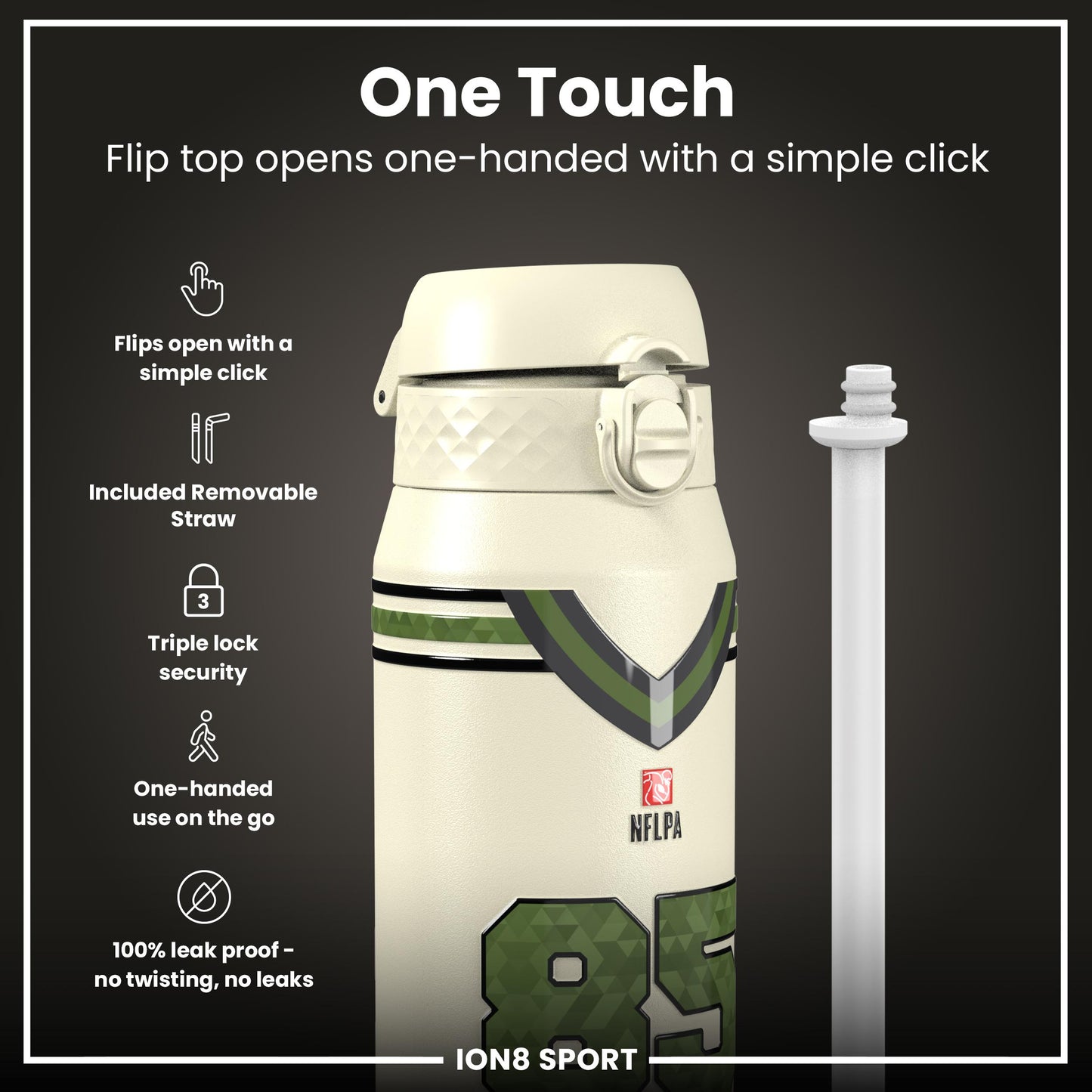 NFL x Ion8 Sports, Insulated Bottle, Icon Series, George Kittle, 750ml (24oz)