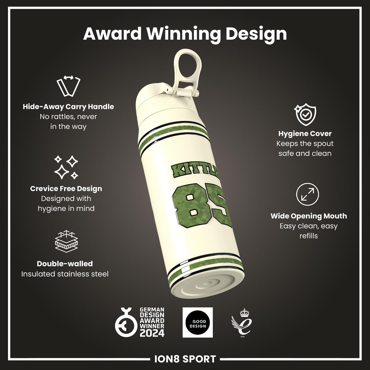 NFL x Ion8 Sports, Insulated Bottle, Icon Series, George Kittle, 750ml (24oz)