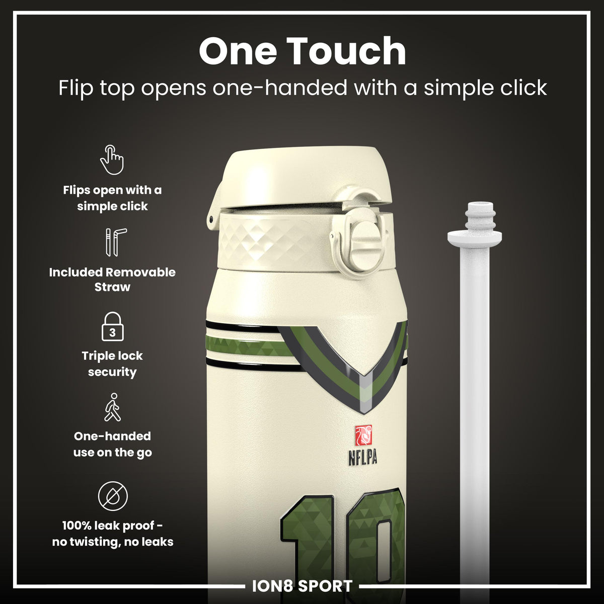 NFL x Ion8 Sports, Insulated Bottle, Icon Series, Justin Herbert, 750ml (24oz)