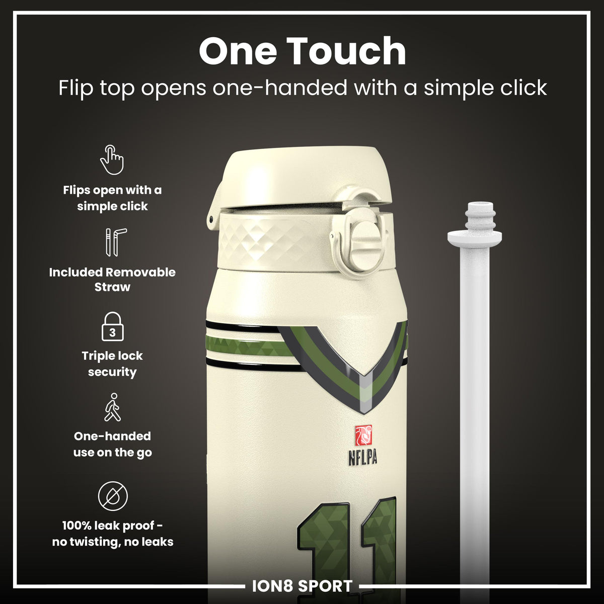 NFL x Ion8 Sports, Insulated Bottle, Icon Series, Jaxon Smith-Njigba, 750ml (24oz)