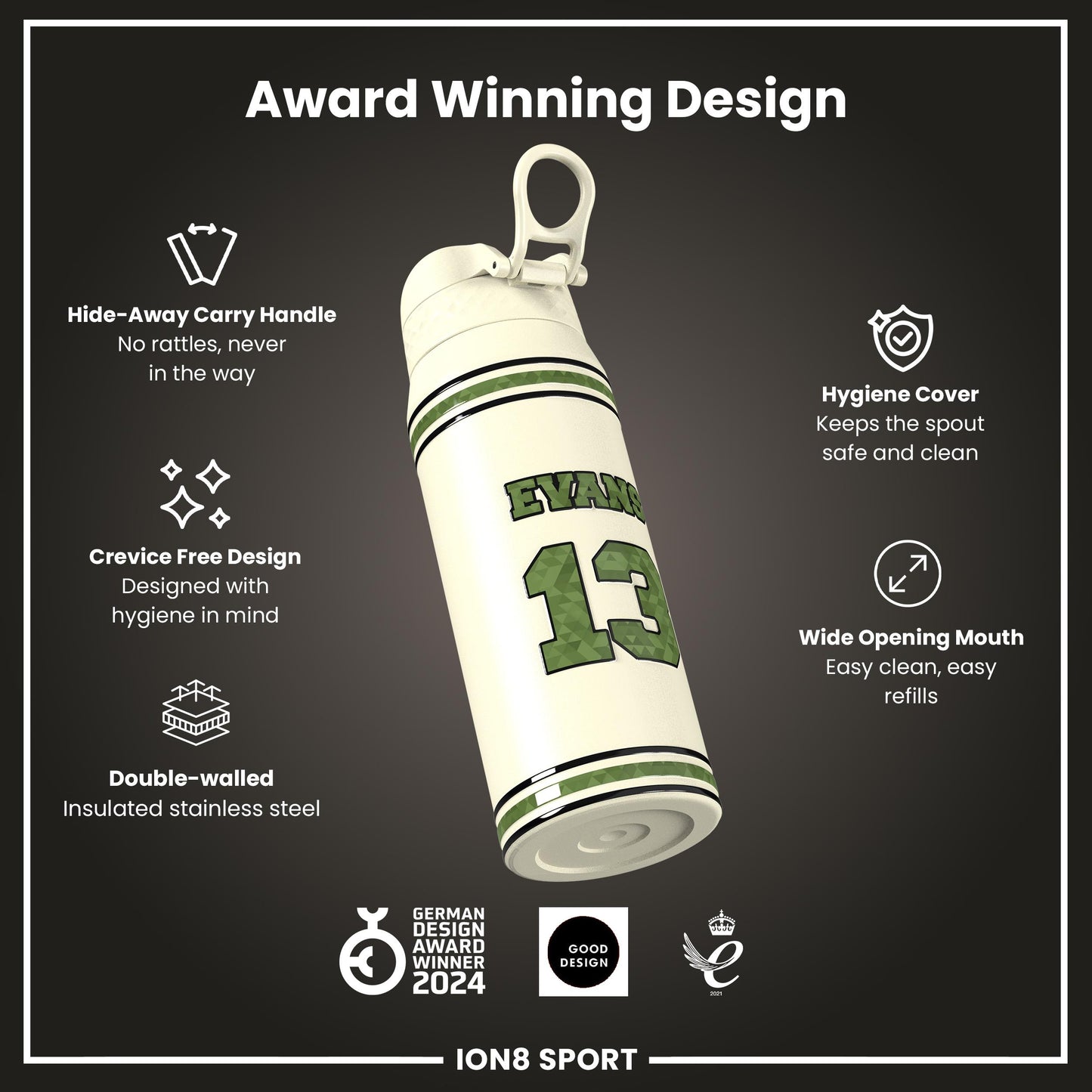 NFL x Ion8 Sports, Insulated Bottle, Icon Series, Mike Evans, 750ml (24oz)