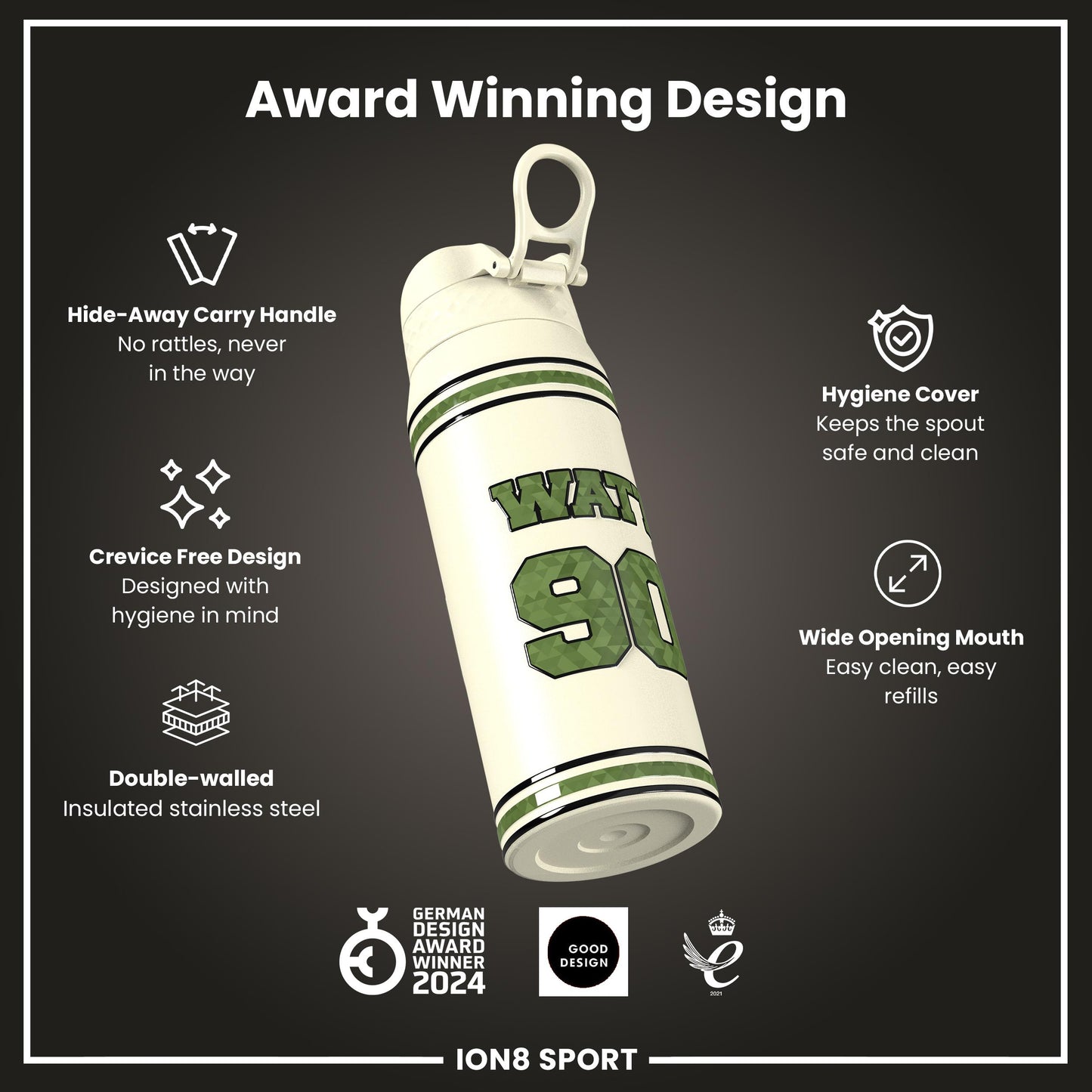 NFL x Ion8 Sports, Insulated Bottle, Icon Series, TJ Watt, 750ml (24oz)