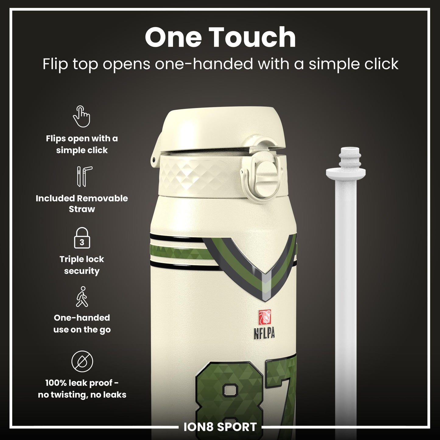 NFL x Ion8 Sports, Insulated Bottle, Icon Series, Travis Kelce, 750ml (24oz)