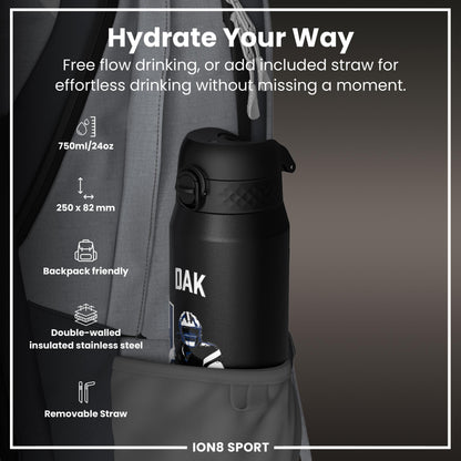 NFL x Ion8 Sports, Insulated Bottle, Locked In Series, Dak Prescott, 750ml (24oz)