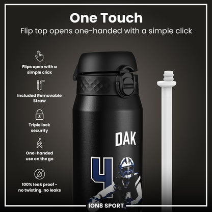 NFL x Ion8 Sports, Insulated Bottle, Locked In Series, Dak Prescott, 750ml (24oz)