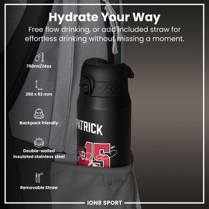NFL x Ion8 Sports, Insulated Bottle, Locked In Series, Patrick Mahomes, 750ml (24oz)