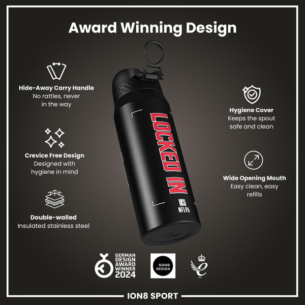 NFL x Ion8 Sports, Insulated Bottle, Locked In Series, Patrick Mahomes, 750ml (24oz)