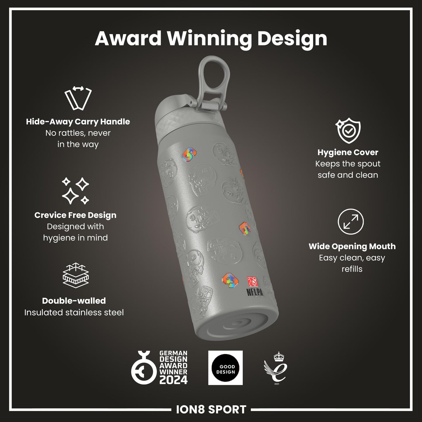 NFL x Ion8 Sports, Insulated Bottle, Signature Series, Joe Burrow, 750ml (24oz)