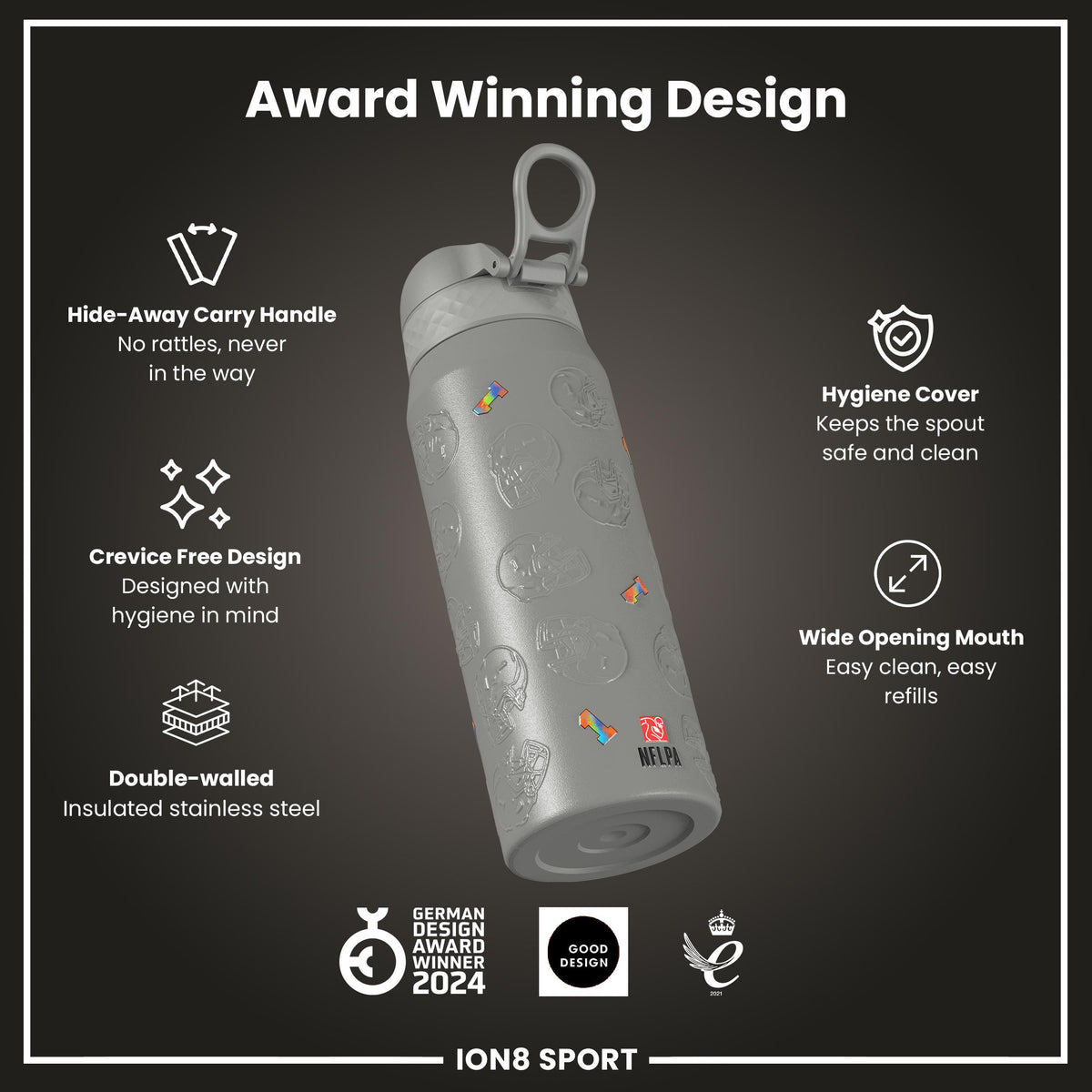 NFL x Ion8 Sports, Insulated Bottle, Signature Series, Malik Nabers, 750ml (24oz)