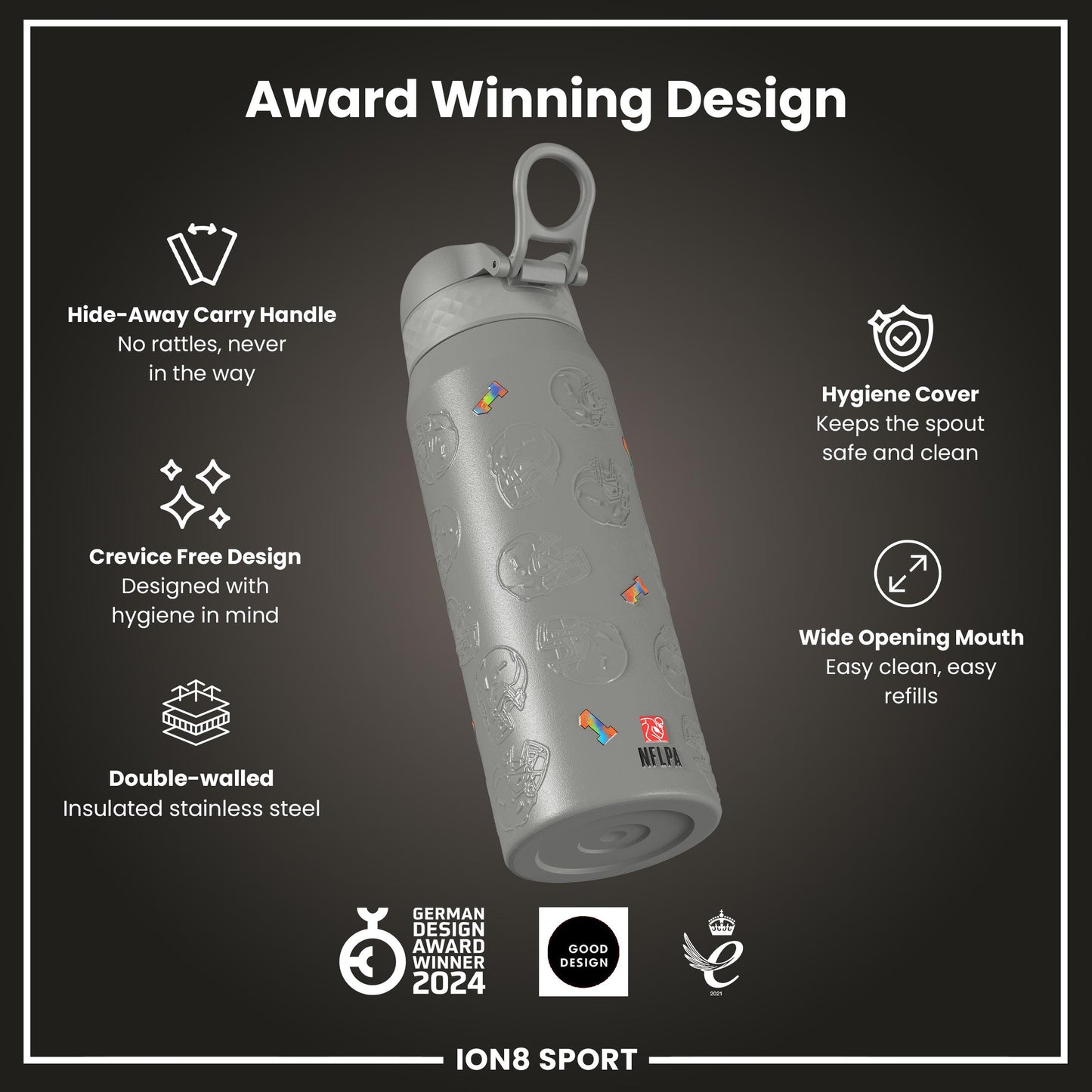 NFL x Ion8 Sports, Insulated Bottle, Signature Series, Tua Tagovailoa, 750ml (24oz)