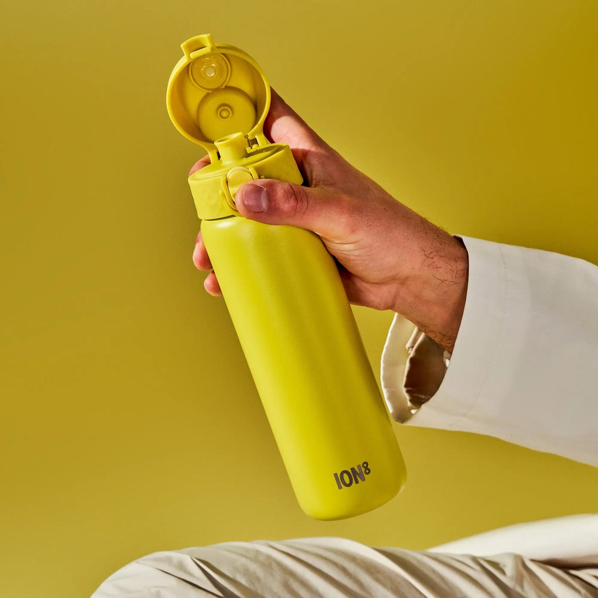 Leak Proof Slim Thermal Steel Water Bottle, Vacuum Insulated, Yellow, 500ml (17oz) Ion8