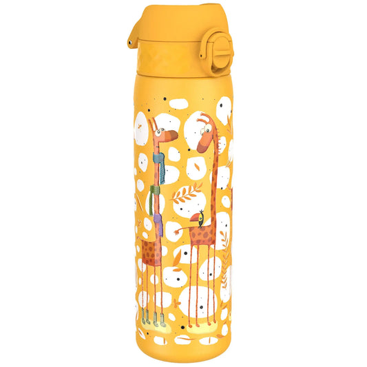 Leak Proof Slim Water Bottle, Stainless Steel, Giraffes, 600ml (20oz) - ION8