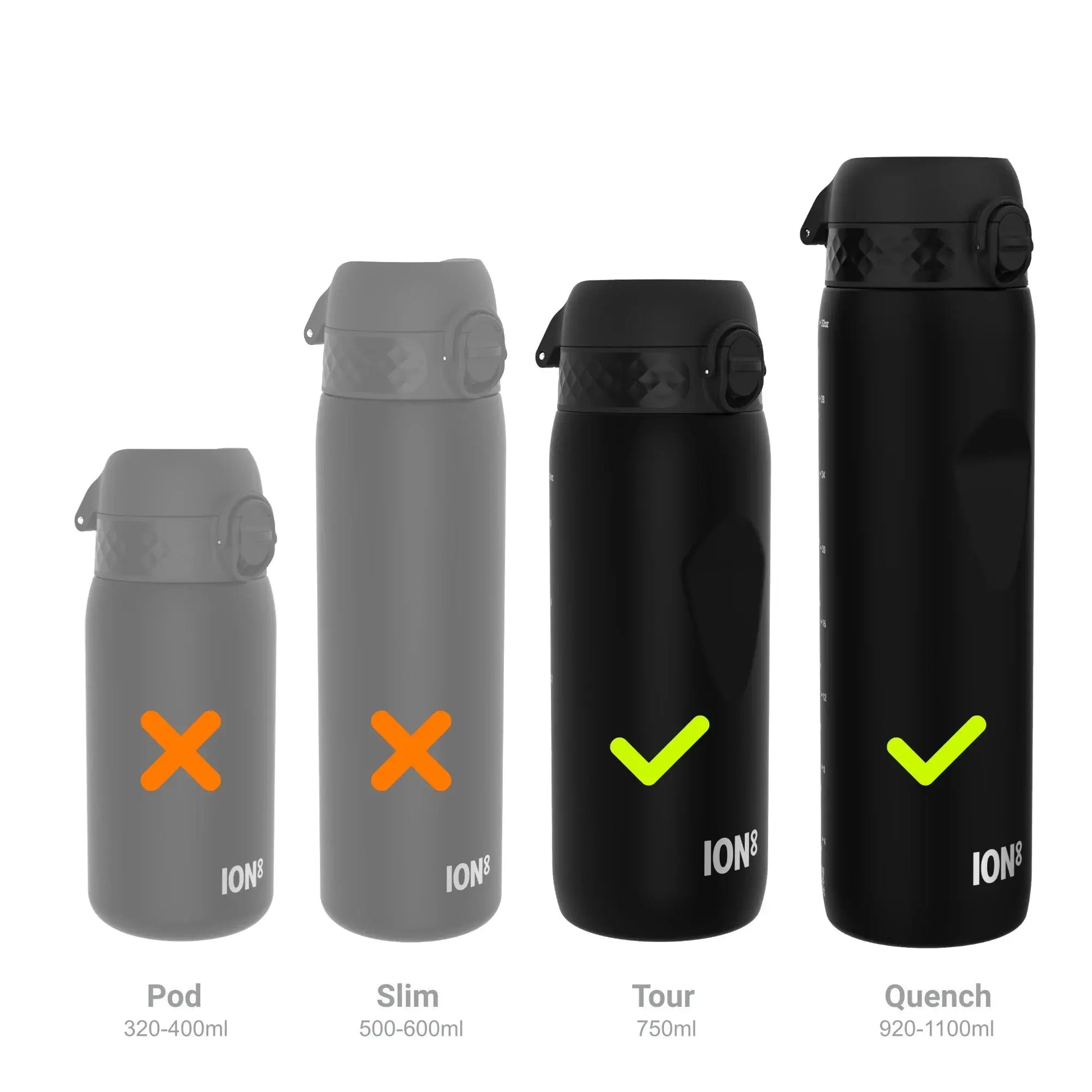 Leak Proof Water Bottle Accessory, Replacement OneTouch 2.0 Lid, Black, Large Ion8