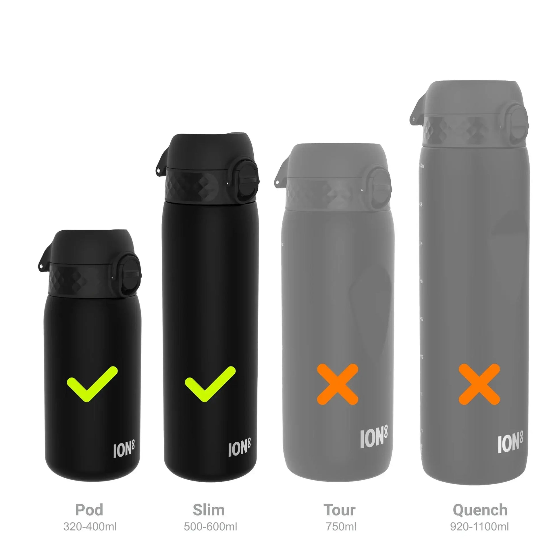 Leak Proof Water Bottle Accessory, Replacement OneTouch 2.0 Lid, Black, Small Ion8
