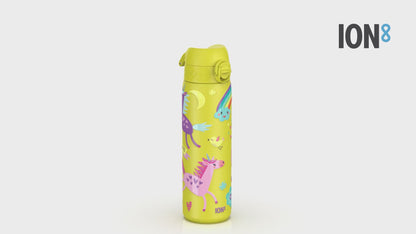 Auslaufsichere, schlanke Wasserflasche, Edelstahl, Einhörner, 600 ml (20 oz)
