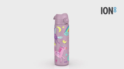 Leak Proof Slim Thermal Steel Water Bottle, Insulated, Unicorns, 500ml (17oz)