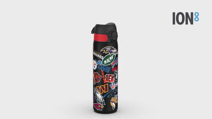 Leak Proof NFL Water Bottle, Recyclon, Patch Logos, 500ml (18oz)