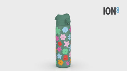Leak Proof Slim Water Bottle, Stainless Steel, Floral, 600ml (20oz)