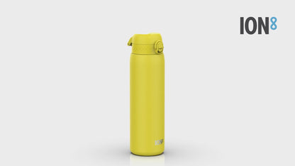 Auslaufsichere 1-Liter-Thermowasserflasche, isolierter Stahl, gelb, 1 l