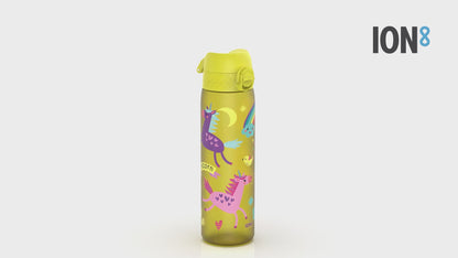 Auslaufsichere, schlanke Wasserflasche, Recyclon™, Einhörner, 500 ml (18 oz)