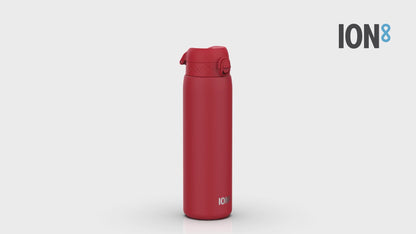Leak Proof 1 Litre Water Bottle, Stainless Steel, Red, 1L
