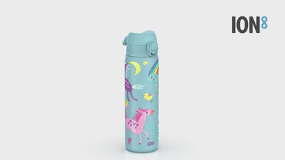 Auslaufsichere, schlanke Wasserflasche, Edelstahl, Einhörner, 600 ml (20 oz)