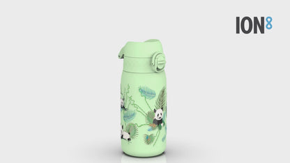 Leak Proof Kids Water Bottle, Stainless Steel, Pandas, 400ml (13oz)