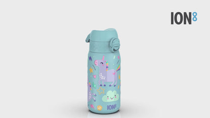 Leak Proof Kids Water Bottle, Stainless Steel, Blue Unicorns, 400ml (13oz)