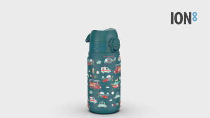 Leak Proof Kids Water Bottle, Stainless Steel, Rescue Vehicles, 400ml (13oz)