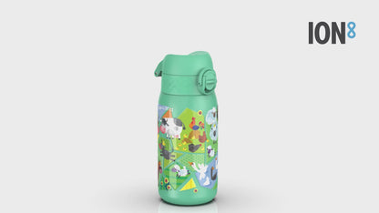 Leak Proof Kids Water Bottle, Stainless Steel, Farming Animals, 400ml (13oz)