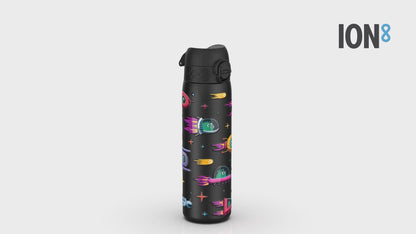 Leak Proof Slim Water Bottle, Stainless Steel, Spaceships, 600ml (20oz)
