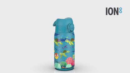 Leak Proof Kids Water Bottle, Stainless Steel, Sea Turtle, 400ml (13oz)