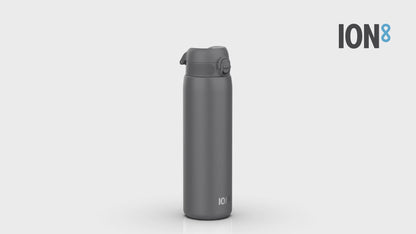 Auslaufsichere 1-Liter-Thermowasserflasche, vakuumisoliert, grau, 1 l