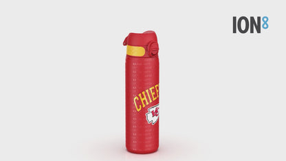Auslaufsichere, schlanke Wasserflasche, Edelstahl, NFL Chiefs, 600 ml (20 oz)