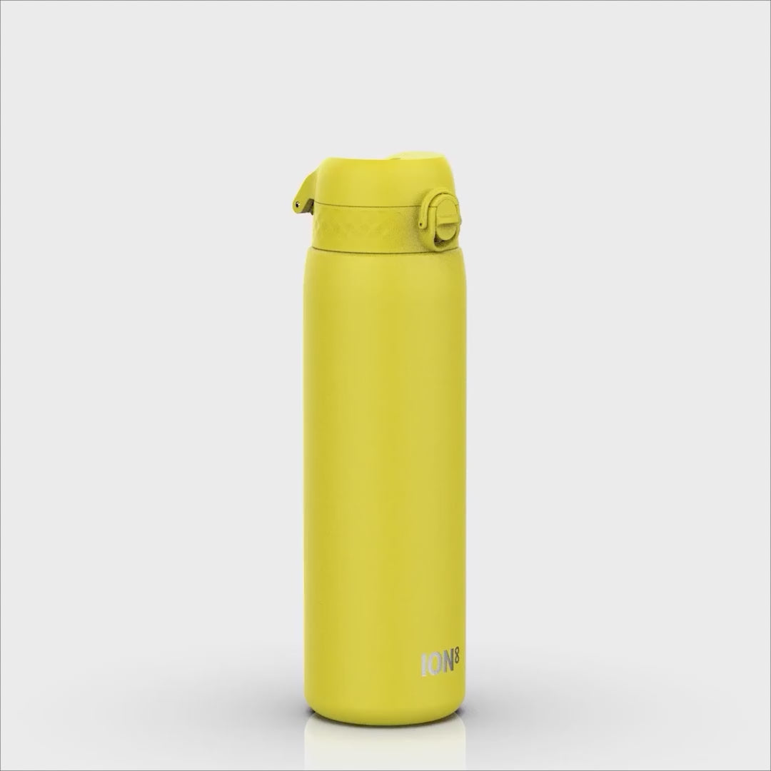 360 view of Ion8 Leak Proof 1 Litre Water Bottle, Insulated Stainless Steel, Yellow, 920ml (30oz)