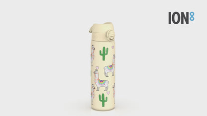 Leak Proof Slim Water Bottle, Stainless Steel, Llamas, 600ml (20oz)