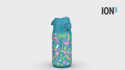 Leak Proof Kids Water Bottle, Stainless Steel, Flamingos, 400ml (13oz)