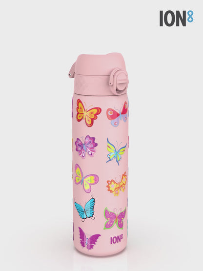 Auslaufsichere, schlanke Wasserflasche, Edelstahl, Flamingo, 600 ml (20 oz)