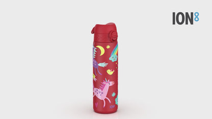 Auslaufsichere, schlanke Wasserflasche, Edelstahl, Einhörner, 600 ml (20 oz)