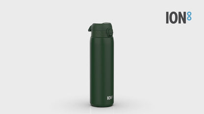 Leak Proof 1 Litre Water Bottle, Stainless Steel, Dark Green, 1L