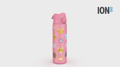 Leak Proof Slim Thermal Steel Water Bottle, Insulated, Cats, 500ml (17oz)