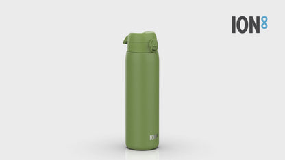 Leak Proof 1 Litre Water Bottle, Stainless Steel, Khaki Green, 1L