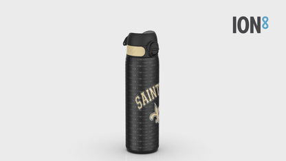 Auslaufsichere, schlanke Wasserflasche, Edelstahl, NFL Saints, 600 ml (20 oz)
