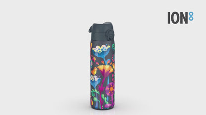 Leak Proof Slim Thermal Water Bottle, Insulated Steel, Bright Floral, 500ml (17oz)