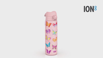 Auslaufsichere, schlanke Wasserflasche, Edelstahl, Flamingo, 600 ml (20 oz)