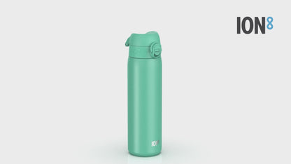 Auslaufsichere, schlanke Wasserflasche, Edelstahl, Blaugrün, 600 ml (20 oz)