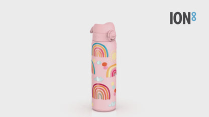 Leak Proof Slim Water Bottle, Stainless Steel, Rainbows, 600ml (20oz)