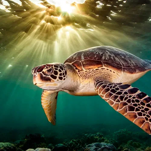 image of turtle swimming in ocean