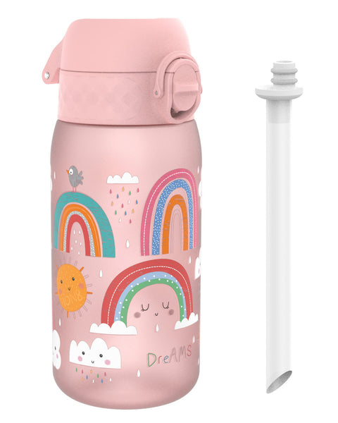 Kids Water Bottle With Straw, Recyclon, Rainbows, 350ml